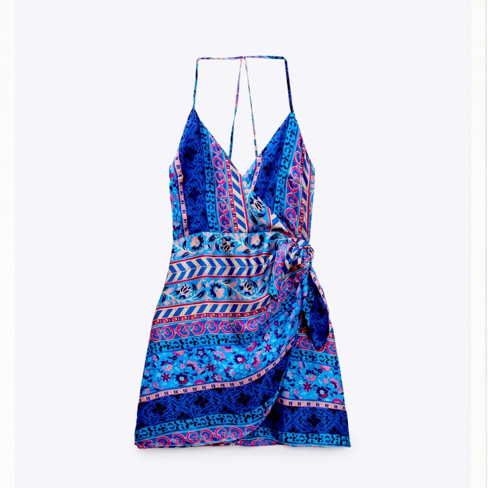 Satin effect print dress